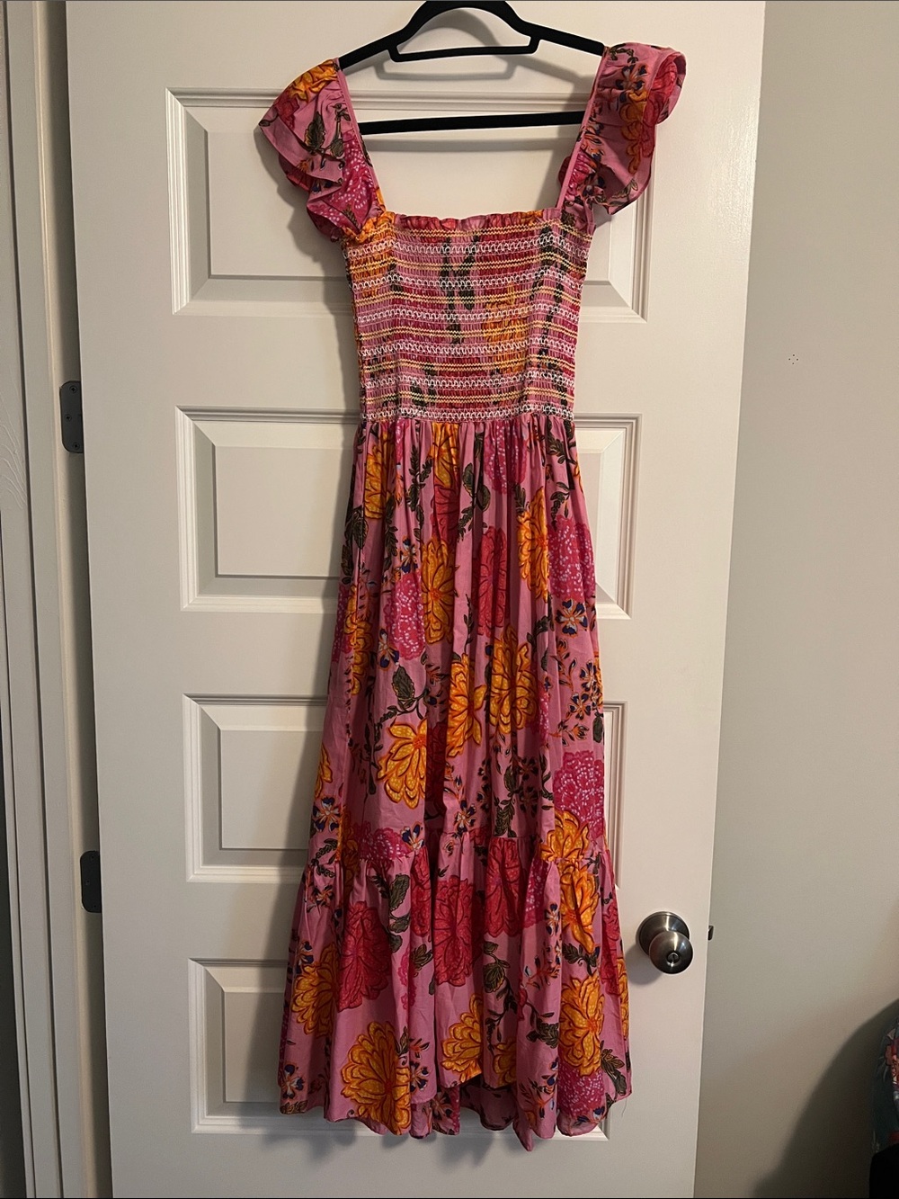 NWT Olivaceous Pink Floral Smocked Midi Dress
